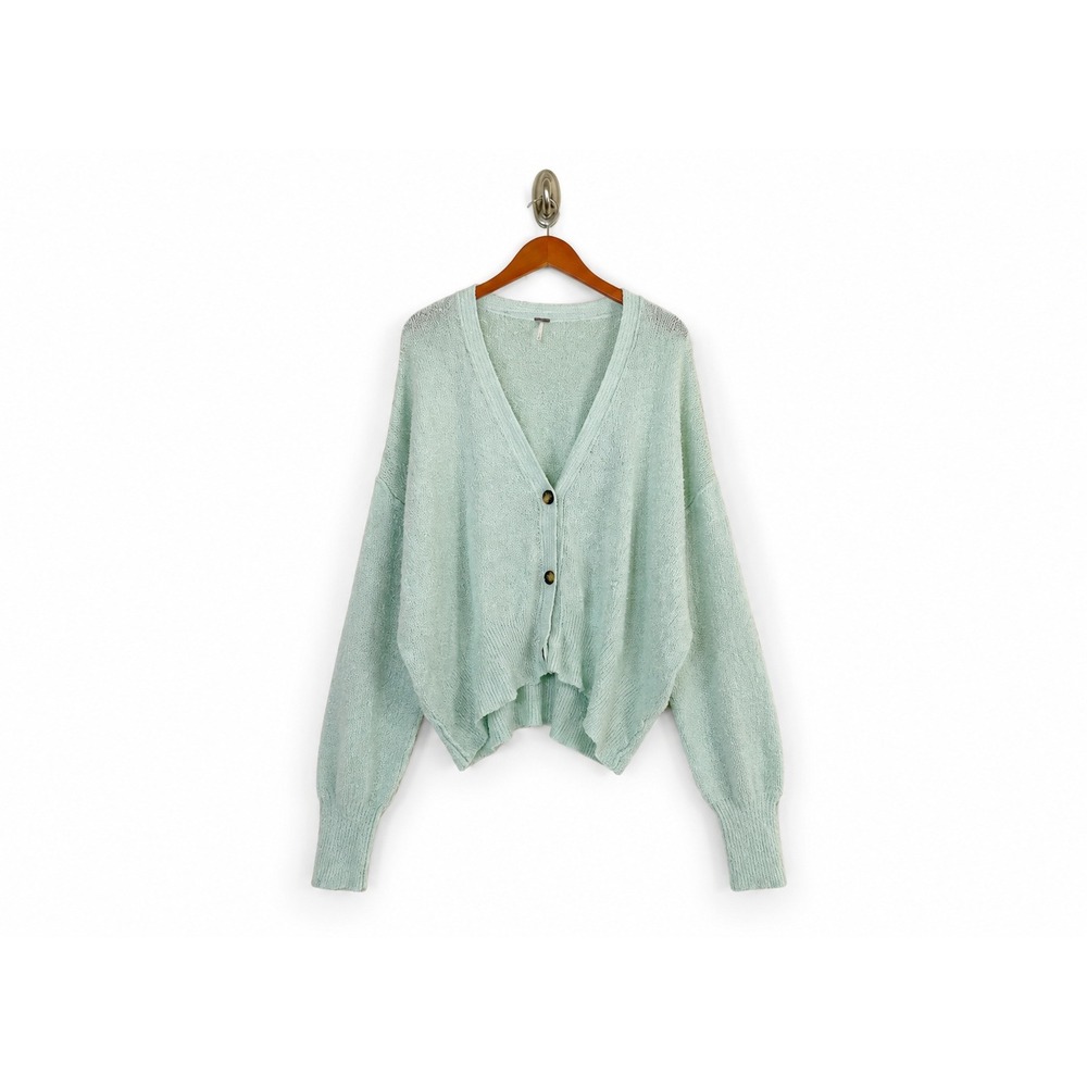 Free People Find my Friend Mint Oversized Cardigan Size L Coastal Shabby Chic